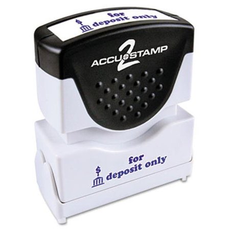 CONSOLIDATED STAMP MFG Consolidated Stamp 035601 Accustamp2 Shutter Stamp with Anti Bacteria; Blue; FOR DEPOSIT ONLY; 1.63 x .5 35601